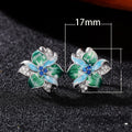 Green Enamel Flower Earrings With Resin And Zircon, European Style Ear Buckle Jewelry view 5