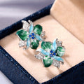 Green Enamel Flower Earrings With Resin And Zircon, European Style Ear Buckle Jewelry view 3