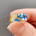 European Punk Gold Plated Copper Enamel Blue And White Porcelain Pattern Hip Hop Ring view 5