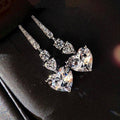 Heart Shape Jewelry Set With Platinum Plated Copper Zircon Earrings And Love Pendant For Women view 2
