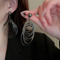 Chic Alloy Geometric Circle Hoop Earrings, Bold Metal Statement Drop Ear Jewelry view 4