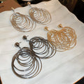 Chic Alloy Geometric Circle Hoop Earrings, Bold Metal Statement Drop Ear Jewelry view 1