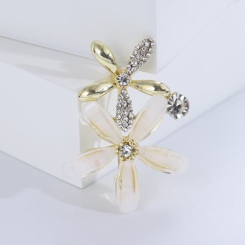 Alloy Rhinestone Flower Brooch Pin For Elegant Clothing Decoration