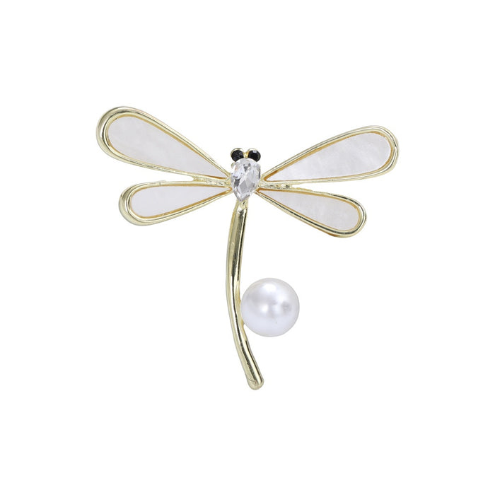 Shell Pearl Dragonfly Brooch For Women Clothing And Scarf Decoration