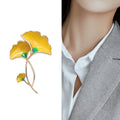 Metal Alloy Enamel Ginkgo Leaf Brooch For Coats And Suits view 3