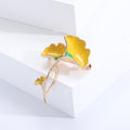 Metal Alloy Enamel Ginkgo Leaf Brooch For Coats And Suits view 4