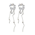 Copper Zircon C-Shaped Crescent Pearl Tassel Clip-on Earrings For No Pierced Ears view 5