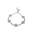 Korean Light Luxury Copper Four Petal Flower Zircon Adjustable Bangle For Women view 5