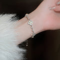 Korean Light Luxury Copper Four Petal Flower Zircon Adjustable Bangle For Women view 2