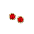 Silver Needle Red Gemstone Geometric Drop Earrings, Luxury Crystal Zircon Stud Earrings For Women view 5