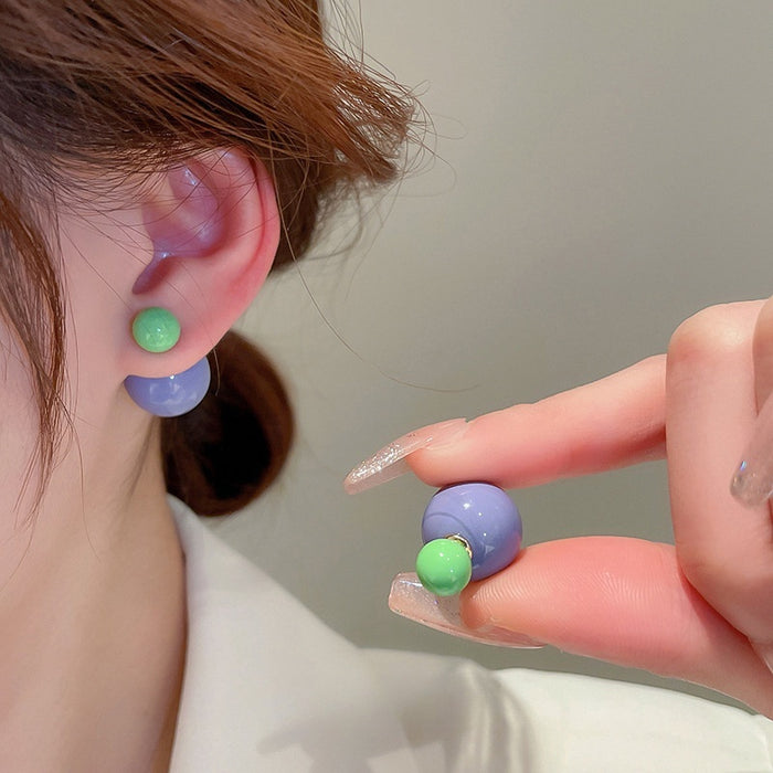 Korean Style Acrylic Round Ball Stud Earrings Minimalist Geometric Bead Earrings For Women