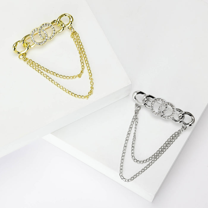 Alloy Rhinestone Chain Tassel Brooch Pin For Suit Decoration