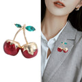 Alloy Rhinestone Enamel Cherry Brooch For Unisex Clothing Decoration view 3