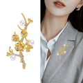 Alloy Pearl Plum Blossom Brooch Pin For Elegant Clothing Decoration view 3