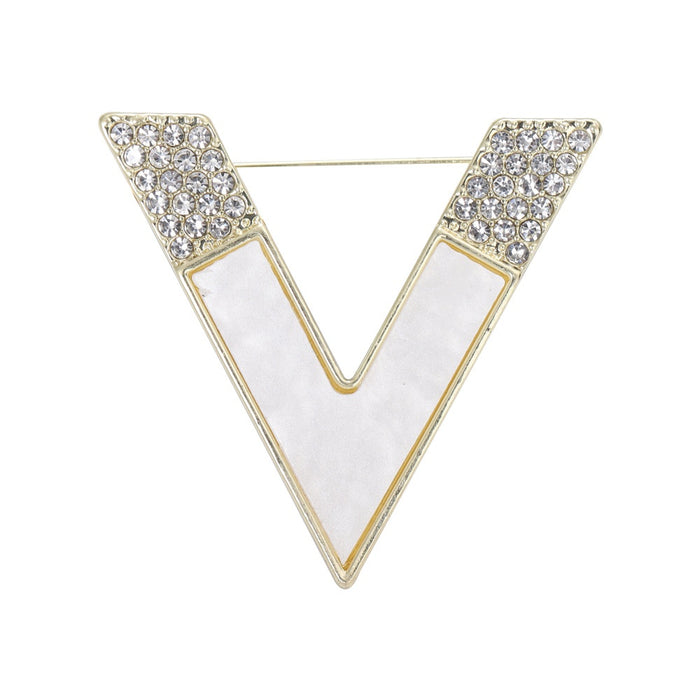Alloy Letter V Brooch For Suits Coats And Fashion Decoration
