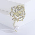 Handmade Alloy Rhinestone Rose Pearl Brooch Pin For Apparel Accessories view 6