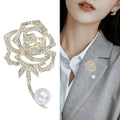 Handmade Alloy Rhinestone Rose Pearl Brooch Pin For Apparel Accessories view 3