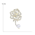 Handmade Alloy Rhinestone Rose Pearl Brooch Pin For Apparel Accessories view 5