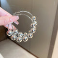 European American Alloy Hoop Earrings With Sliding Bead Geometric Circle Ball Design view 2