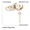 Alloy Enamel Phoenix Brooch Pin With Zircon Tassel For Apparel view 5