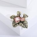 Alloy Crystal Glass Flower Brooch Pin For Coats And Suits view 4