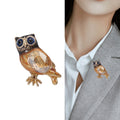 Alloy Enamel Crystal Owl Brooch Pin For Unisex Fashion Wear view 3