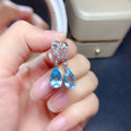 New Simulated Aquamarine Zircon Long Dangle Earrings For Women, Teardrop Pear Elegant Earrings view 3