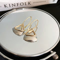 Copper Hollow Triangle Drop Earrings For Women Fashion OL Geometric Metal Stud Dangle Style view 4