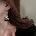 Copper Hollow Triangle Drop Earrings For Women Fashion OL Geometric Metal Stud Dangle Style view 3