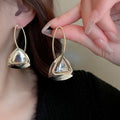 Copper Hollow Triangle Drop Earrings For Women Fashion OL Geometric Metal Stud Dangle Style view 1