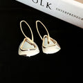 Copper Hollow Triangle Drop Earrings For Women Fashion OL Geometric Metal Stud Dangle Style view 2
