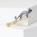 Alloy Flying Broom Cat Brooch Pin For Animal Apparel Decoration view 4