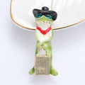 Alloy Green Enamel Frog Brooch Pin For Creative Suit Decoration view 4