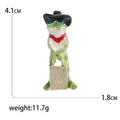 Alloy Green Enamel Frog Brooch Pin For Creative Suit Decoration view 5