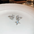 Asymmetric Zircon Star Moonstone Copper Clip-on Earrings Minimalist Cool Style Ear Cuffs view 4
