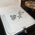 Asymmetric Zircon Star Moonstone Copper Clip-on Earrings Minimalist Cool Style Ear Cuffs view 2