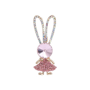 Metal Alloy Enamel Pink Rabbit Lapel Pin For Clothing Brooch