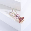 Metal Alloy Enamel Pink Rabbit Lapel Pin For Clothing Brooch view 2