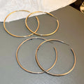 Metal Open Circle Hoop Earrings With Silver Pin, Geometric Statement Retro OL Style view 2