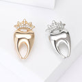 Alloy Rhinestone Crown Tooth Brooch Pin For Fashion Clothing view 1