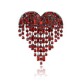 Alloy Rhinestone Heart Tassel Chain Brooch Pin For Apparel Decoration view 5