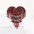Alloy Rhinestone Heart Tassel Chain Brooch Pin For Apparel Decoration view 2
