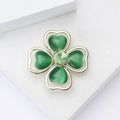 Alloy Cat Eye Stone Four Leaf Clover Brooch Pin For Apparel view 4