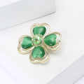 Alloy Cat Eye Stone Four Leaf Clover Brooch Pin For Apparel view 3