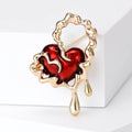 Alloy Enamel Red Heart Wave Brooch Pin For Elegant Apparel view 4