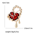 Alloy Enamel Red Heart Wave Brooch Pin For Elegant Apparel view 6