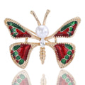 Alloy Rhinestone Enamel Red Butterfly Brooch Pin For Clothing Accessories view 1