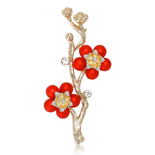 Alloy Enamel Plum Blossom Brooch Pin For Women's Suit Coat