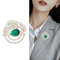Alloy Zircon Olive Branch Brooch Pin For Elegant Coat Decoration view 3