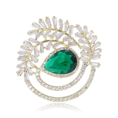 Alloy Zircon Olive Branch Brooch Pin For Elegant Coat Decoration
